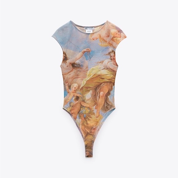 ZARA Printed Tulle Bodysuit - Picture 10 of 11